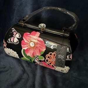 DS Black Floral and Butterflies Women's Bag